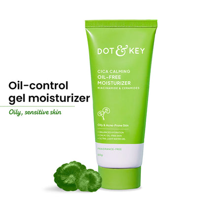 Dot & Key Cica Calming Oil-Free Moisturizer, With Niacinamide, For Oily, Acne-Prone Skin