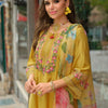 Dhiyona IE Floral Embroidered Round Neck Thread Work Kurta With Trousers & Dupatta