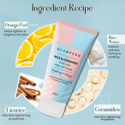 Glamveda Korean Rice & Ceramide Glass Skin Peel Off Mask