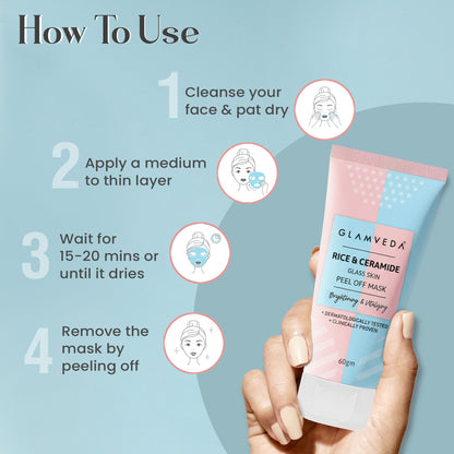 Glamveda Korean Rice & Ceramide Glass Skin Peel Off Mask