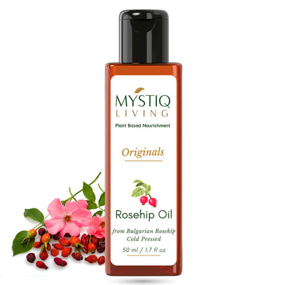 Mystiq Living Rosehip Seed Oil 100% Pure Cold Pressed For Cleansing Facial Oil fro Gua Sha Massage,