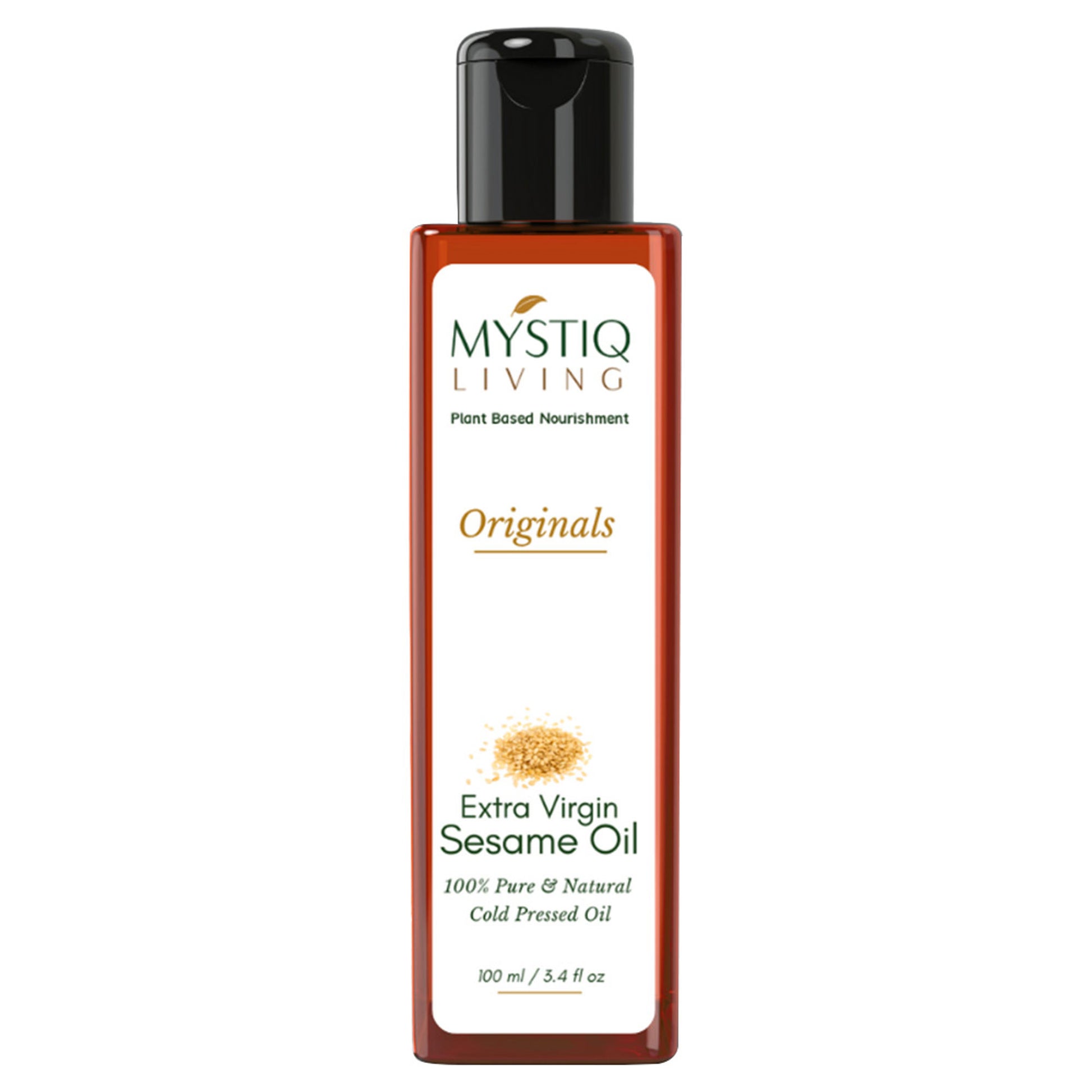Mystiq Living Extra Virgin Sesame Oil, Cold Pressed & Organic For Hair, Face, Body & Massage