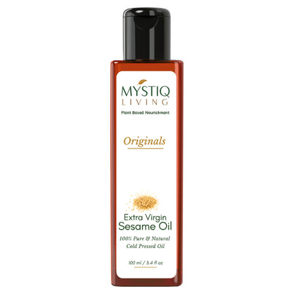 Mystiq Living Extra Virgin Sesame Oil, Cold Pressed & Organic For Hair, Face, Body & Massage
