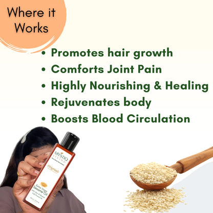 Mystiq Living Extra Virgin Sesame Oil, Cold Pressed & Organic For Hair, Face, Body & Massage