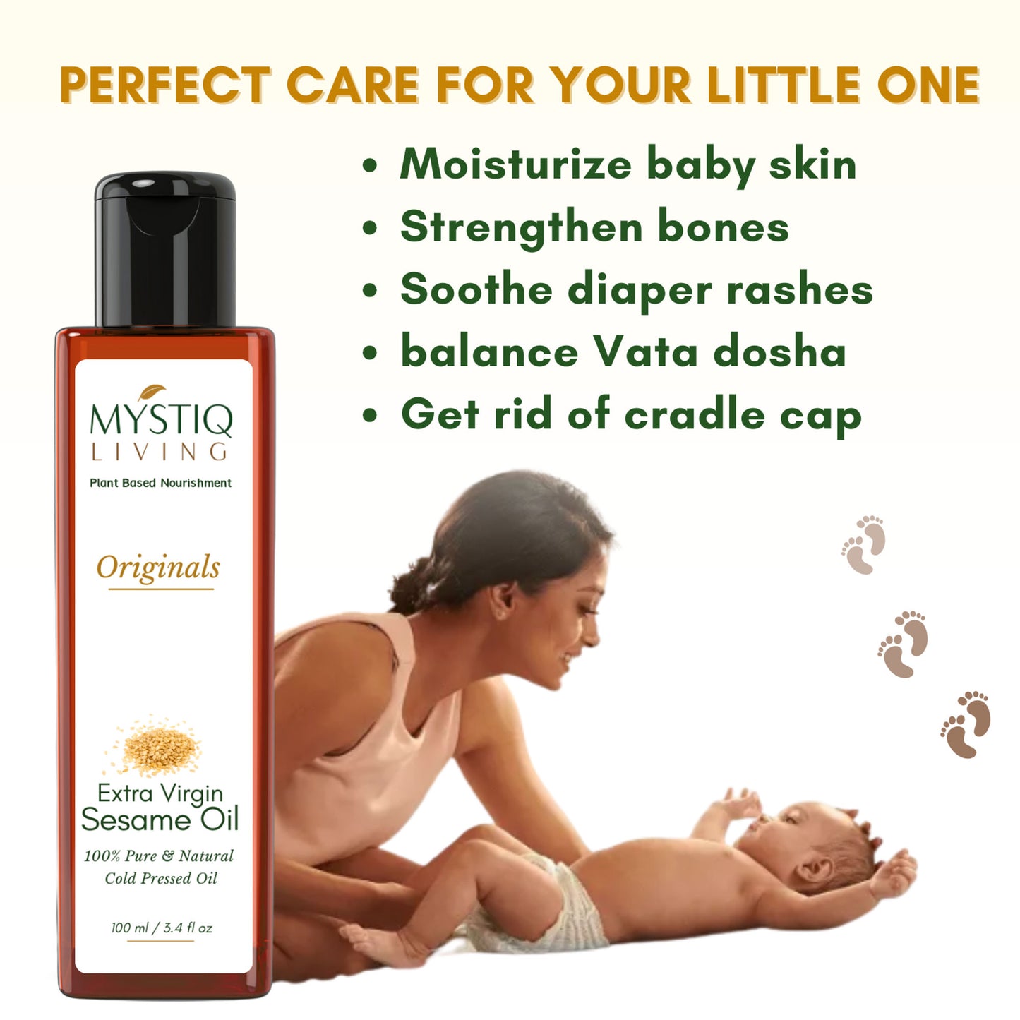 Mystiq Living Extra Virgin Sesame Oil, Cold Pressed & Organic For Hair, Face, Body & Massage