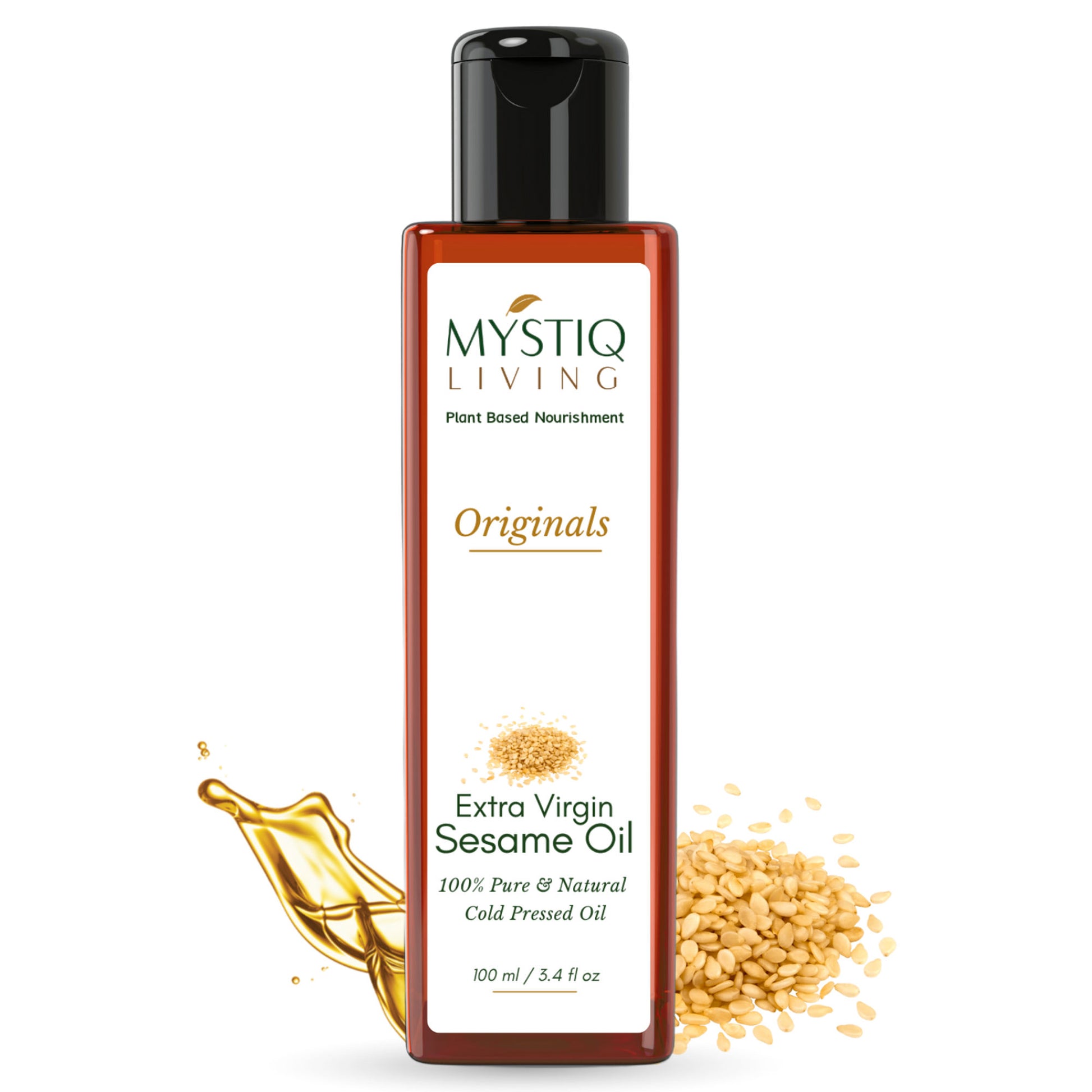 Mystiq Living Extra Virgin Sesame Oil, Cold Pressed & Organic For Hair, Face, Body & Massage