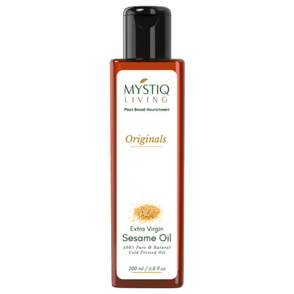 Mystiq Living Extra Virgin Sesame Oil, Cold Pressed & Organic For Hair, Face, Body & Massage