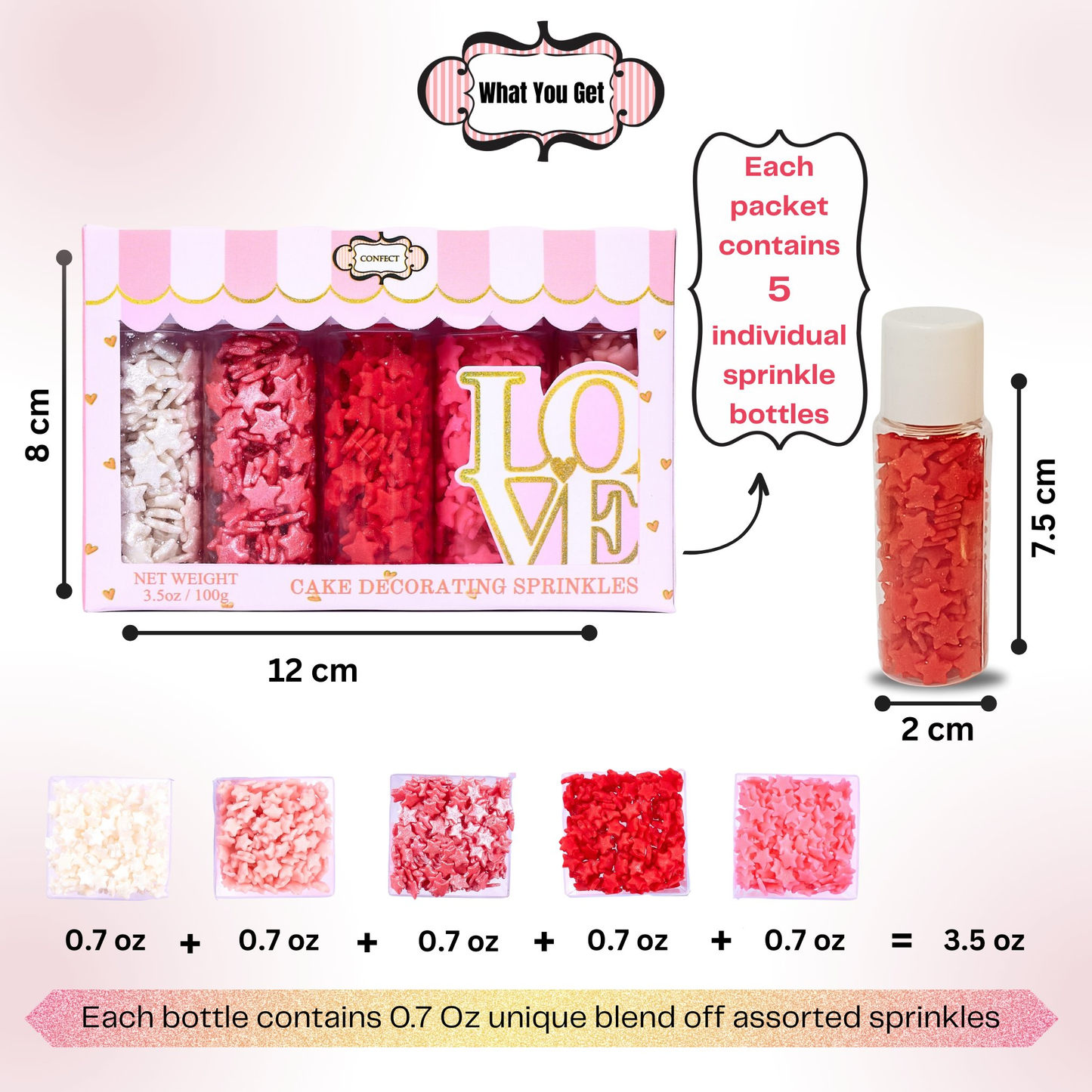 Confect Valentine Sprinkles | 20 Edible Decoration for Baking & Dessert