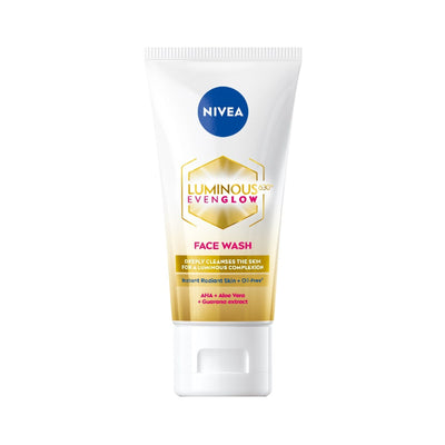 Nivea Luminous Even Glow Face Wash Oil Free Formula, Aha, Aloe Vera, Guarana Extract Deep Clean