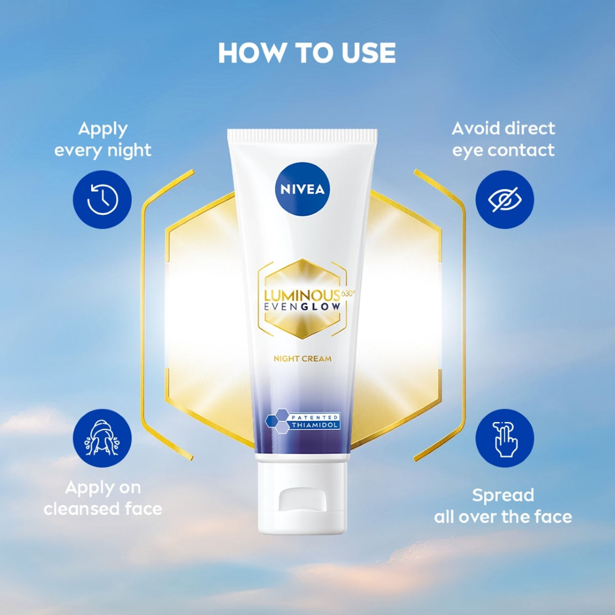 Nivea Luminous Even Glow Night Cream Thiamidol & Hyaluronic Acid Moisturizes & Reduces Dark Spots