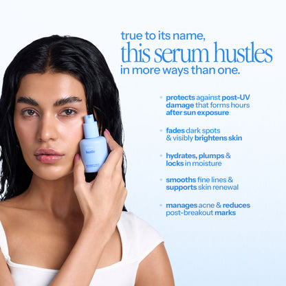 d'you Hustle Serum with 5% niacinamide, hyaluronic acid, and vitamin C for acne and pigmentation treatment.