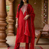 Dhiyona IE Women Ethnic Motifs Embroidered Panelled Liva Kurta with Trousers & With Dupatta