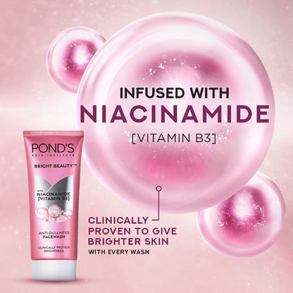 Ponds Bright Beauty Facewash with Niacinamide, For Glass Skin-like Shine