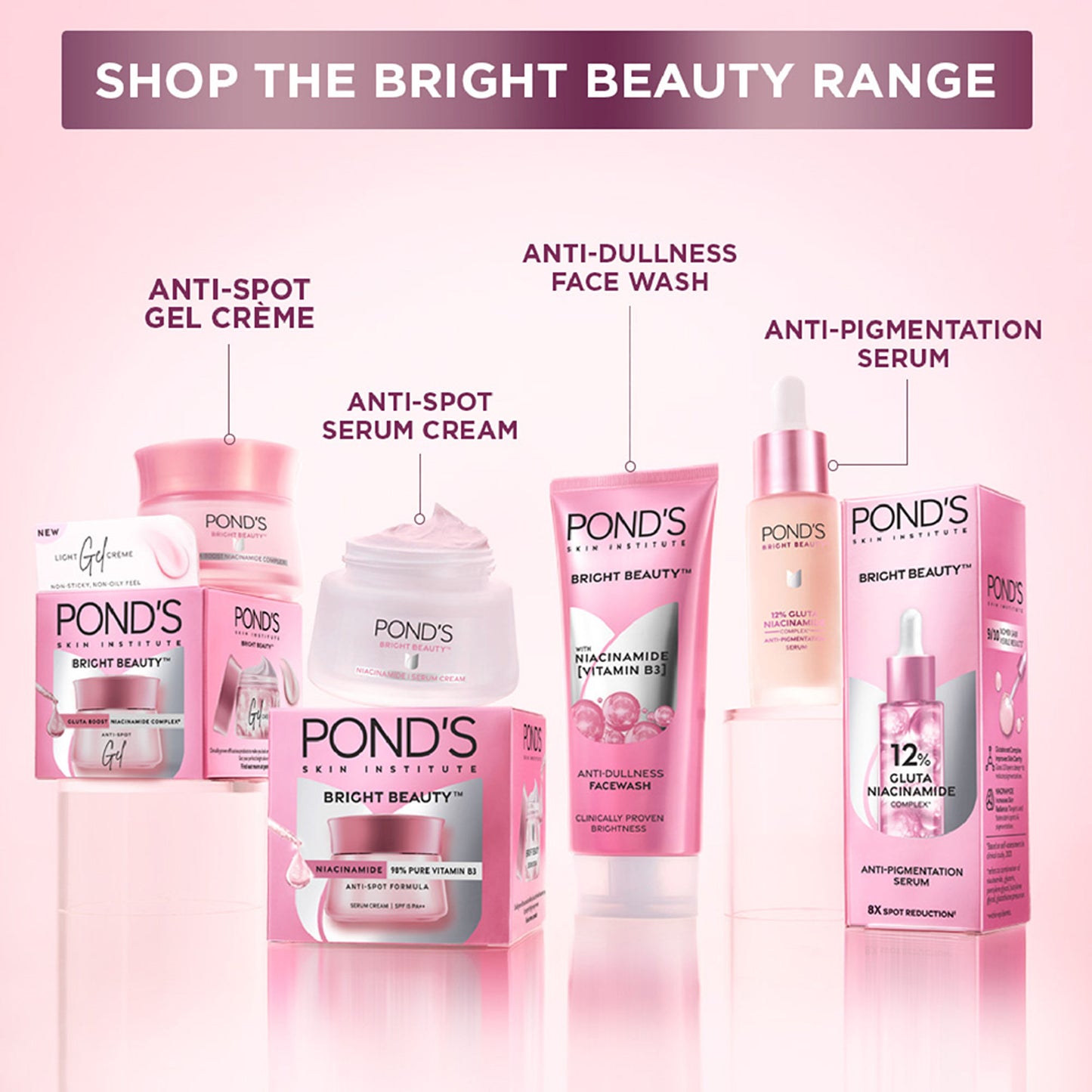 Ponds Bright Beauty Facewash with Niacinamide, For Glass Skin-like Shine