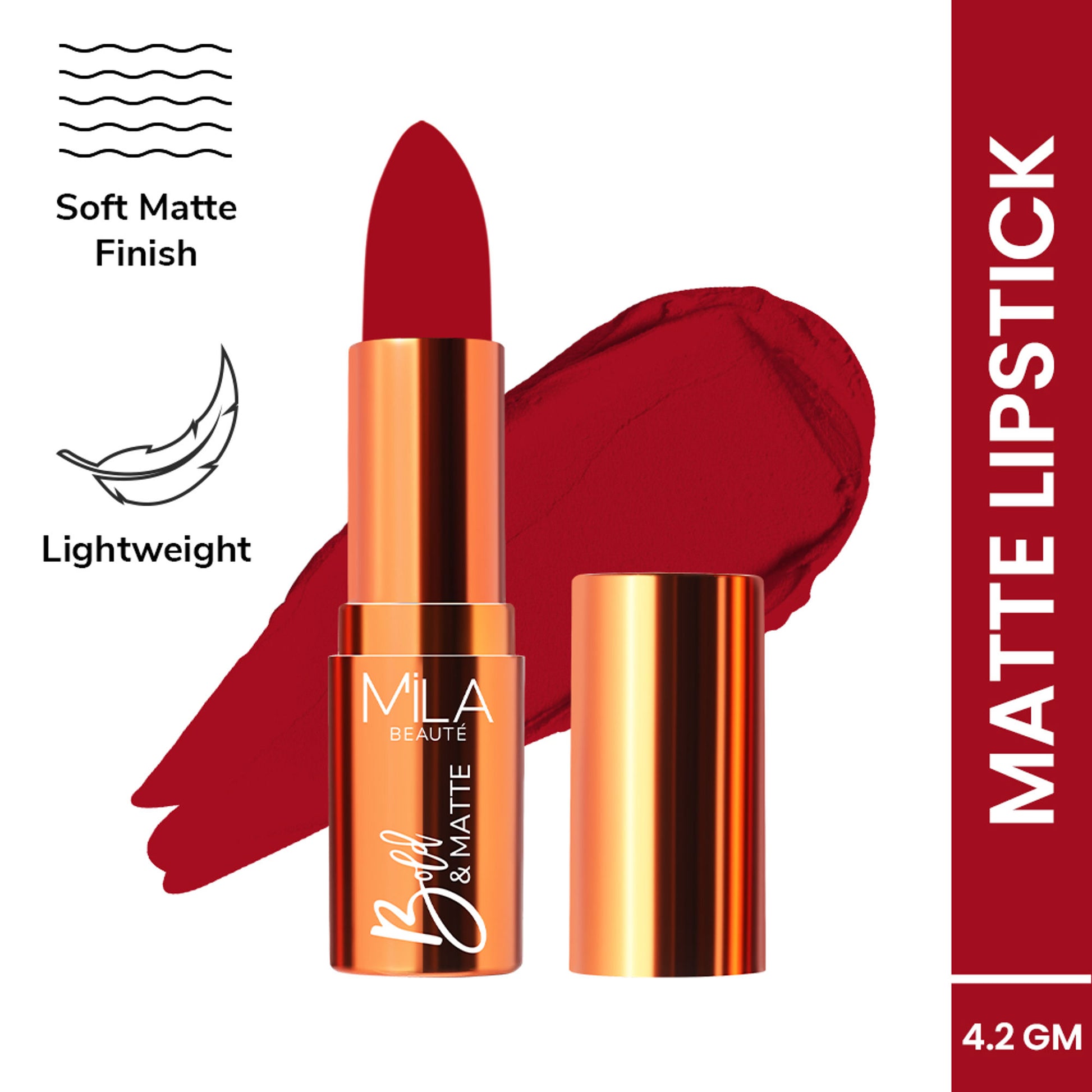 Mila Beauté Bold & Matte Long Lasting Highly Pigmented Lipstick - Red Carpet