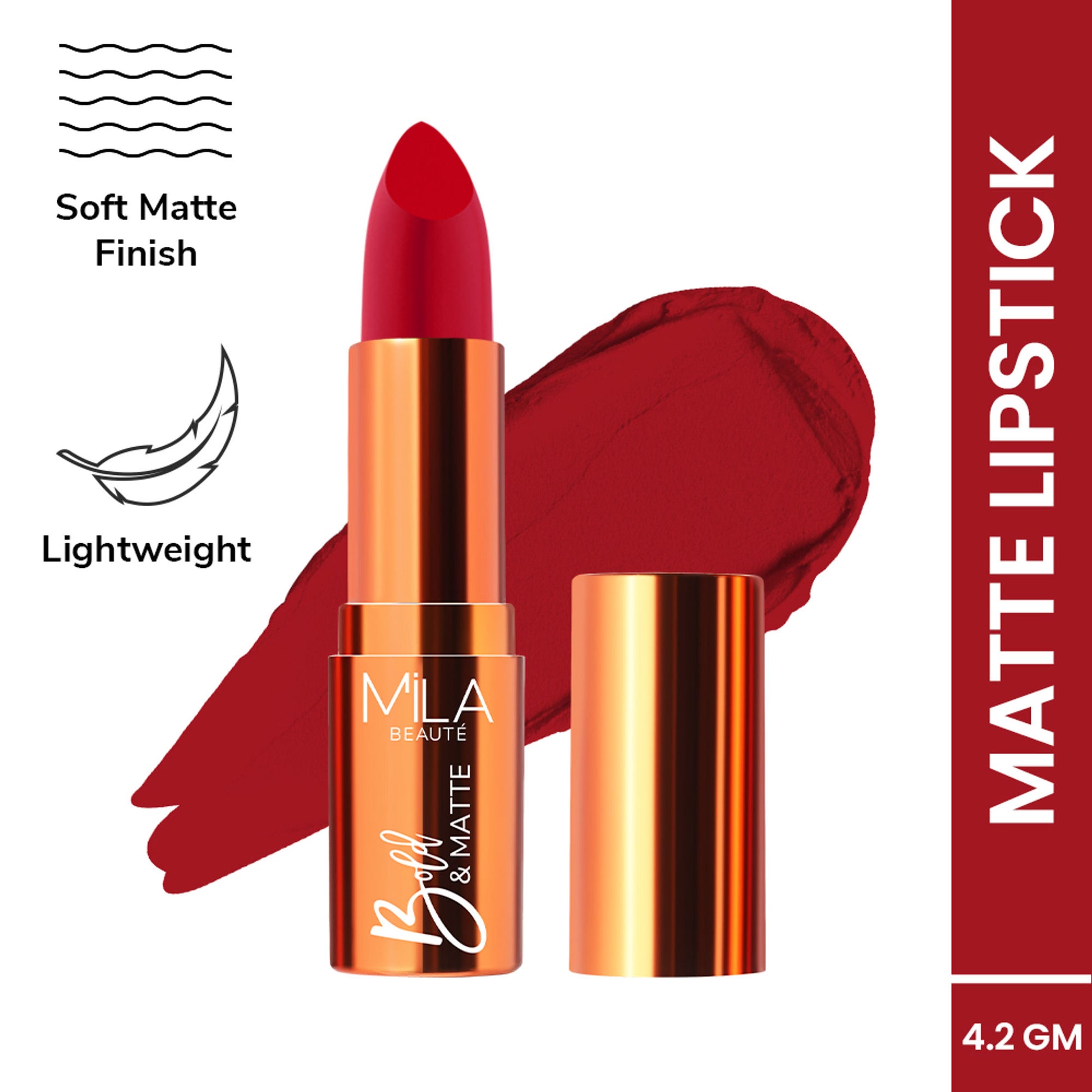 Mila Beauté Bold & Matte Long Lasting Highly Pigmented Lipstick - Scarlet Seduction
