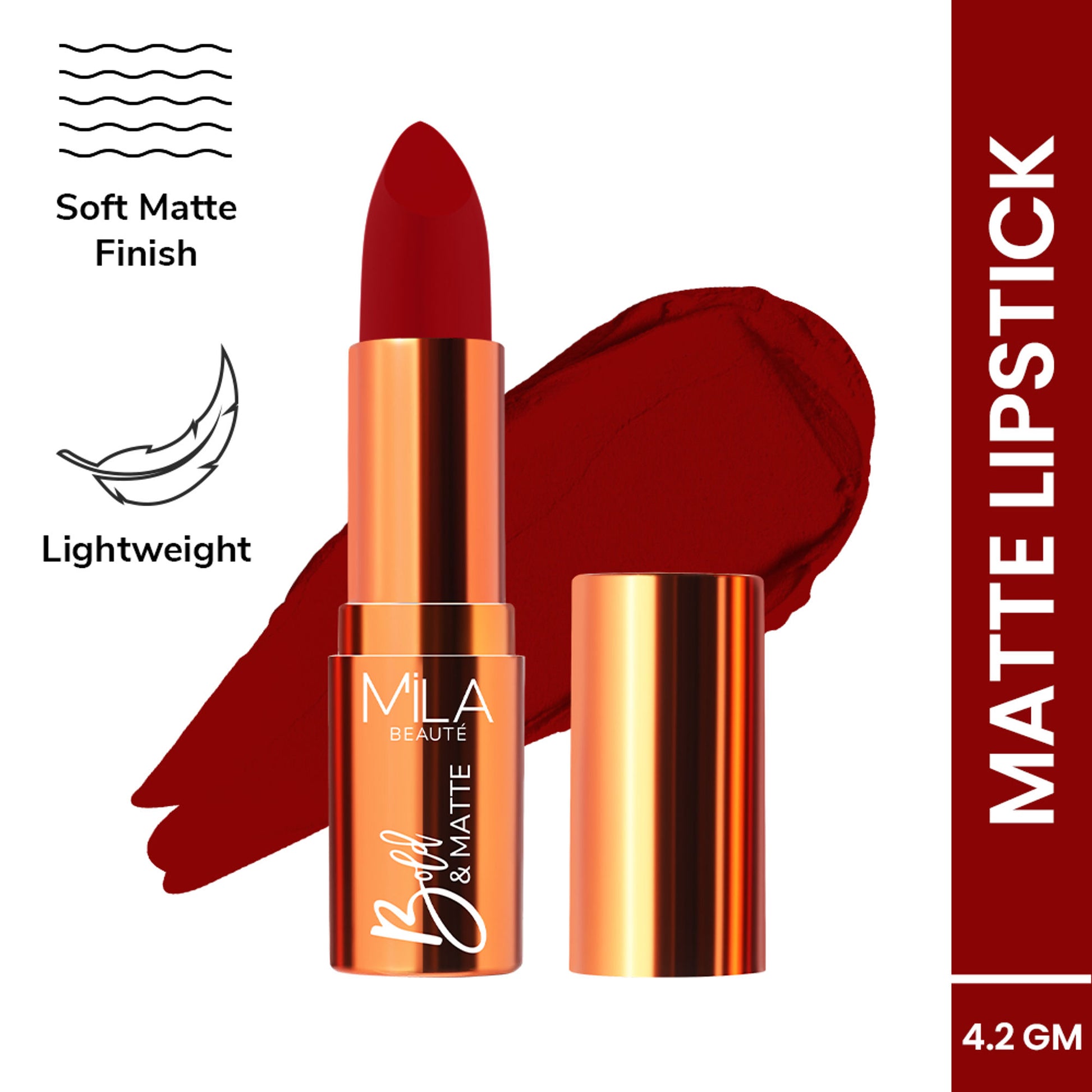 Mila Beauté Bold & Matte Long Lasting Highly Pigmented Lipstick - Fiery Fashion