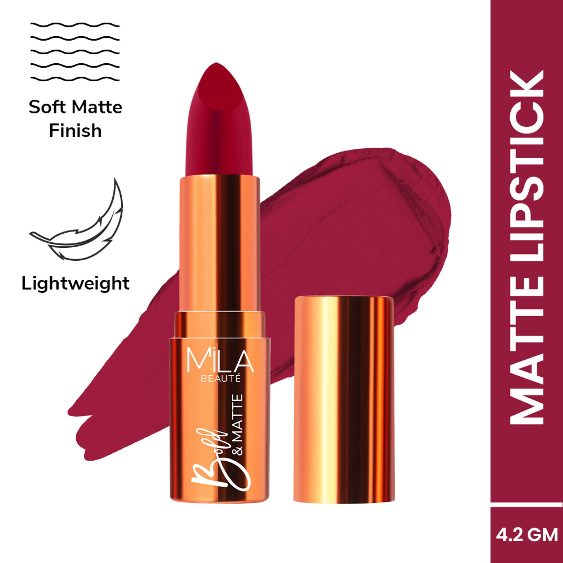 Mila Beauté Bold & Matte Long Lasting Highly Pigmented Lipstick - Runway Rose