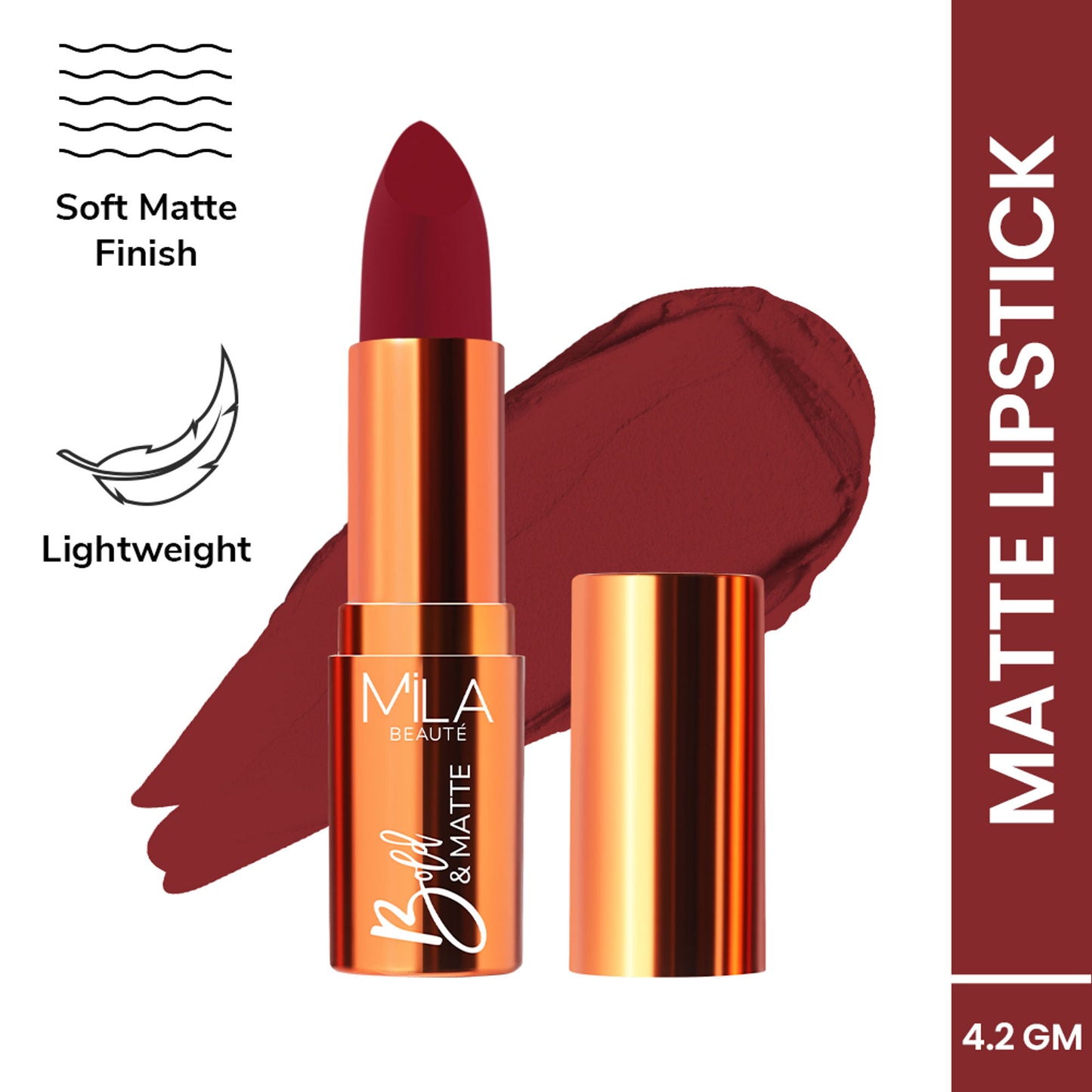 Mila Beauté Bold & Matte Long Lasting Highly Pigmented Lipstick - Dare Devil