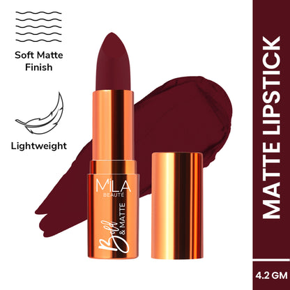 Mila Beauté Bold & Matte Long Lasting Highly Pigmented Lipstick - Bold Bordeaux