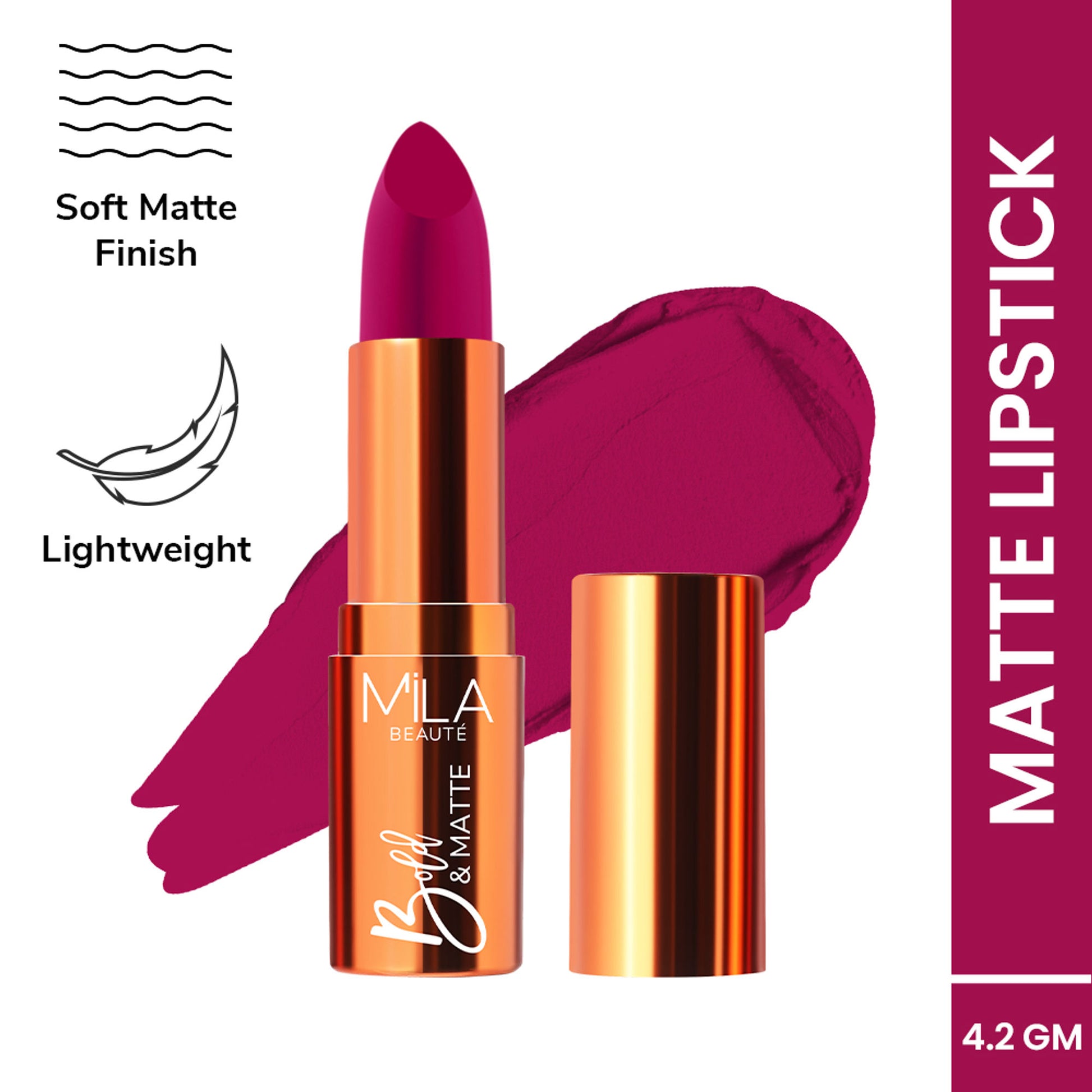 Mila Beauté Bold & Matte Long Lasting Highly Pigmented Lipstick - Soul Kiss
