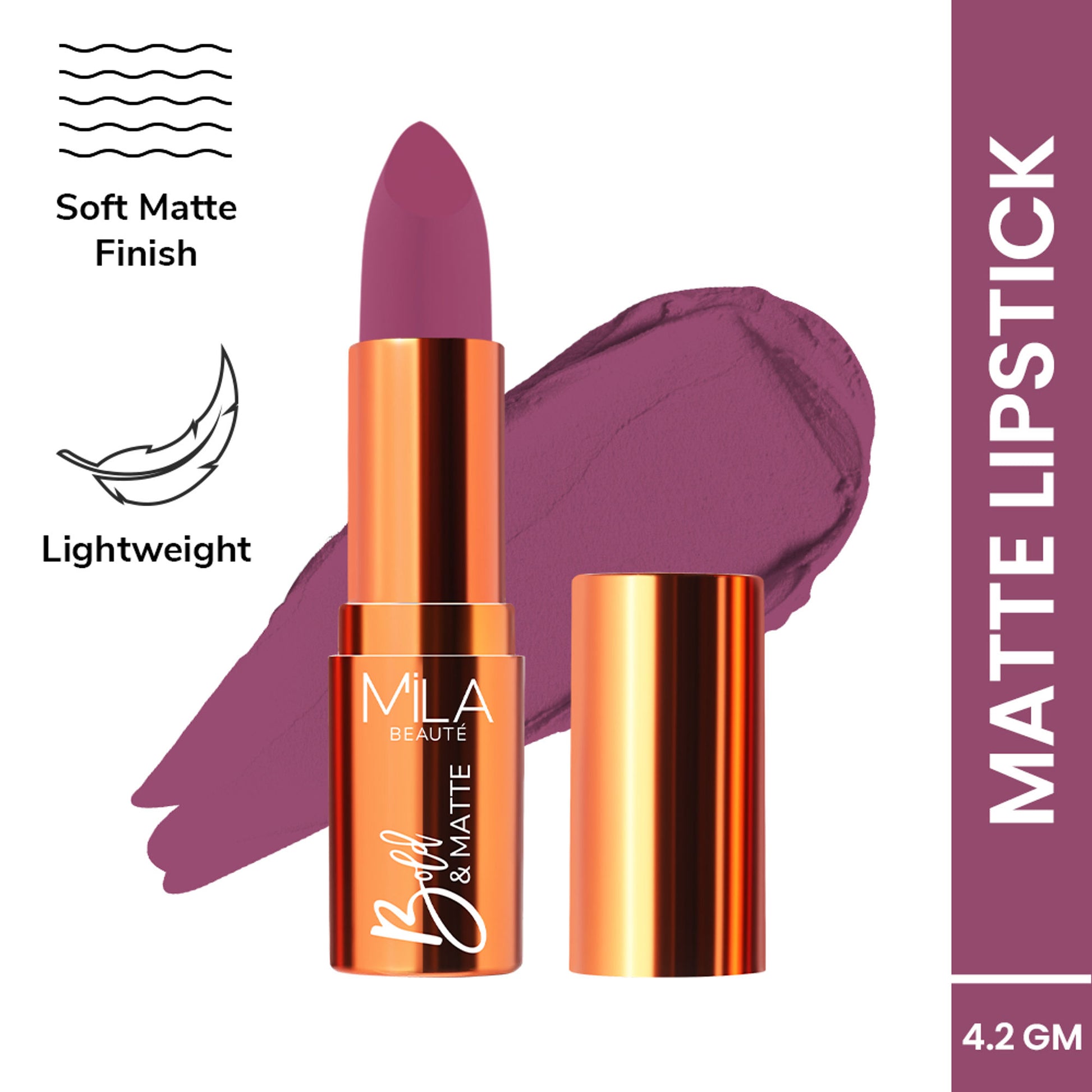 Mila Beauté Bold & Matte Long Lasting Highly Pigmented Lipstick - Moodiest