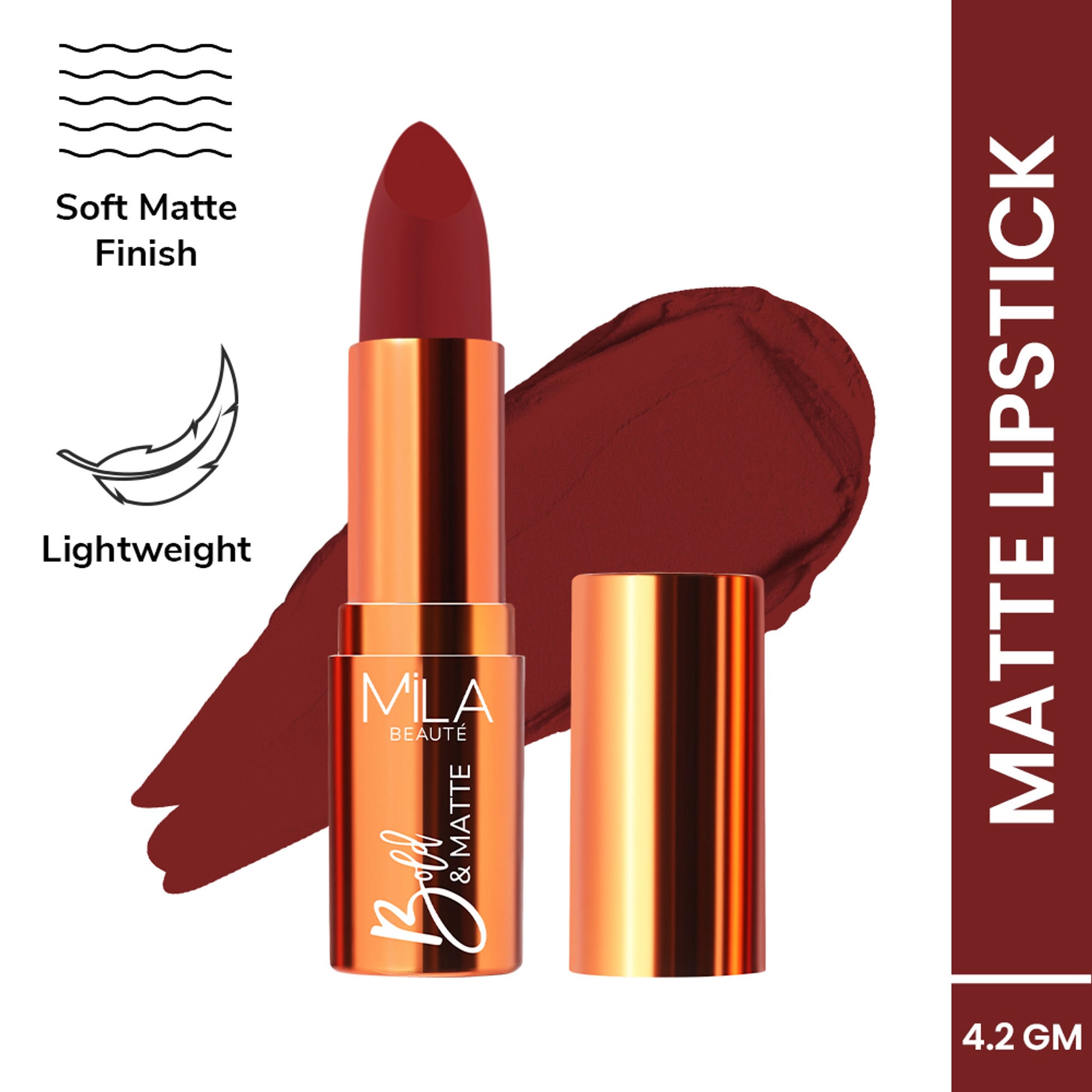 Mila Beauté Bold & Matte Long Lasting Highly Pigmented Lipstick - Toasted