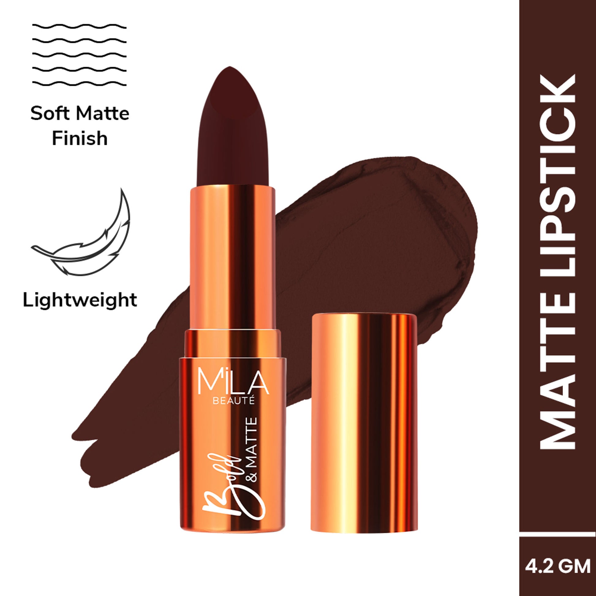 Mila Beauté Bold & Matte Long Lasting Highly Pigmented Lipstick - Truffle