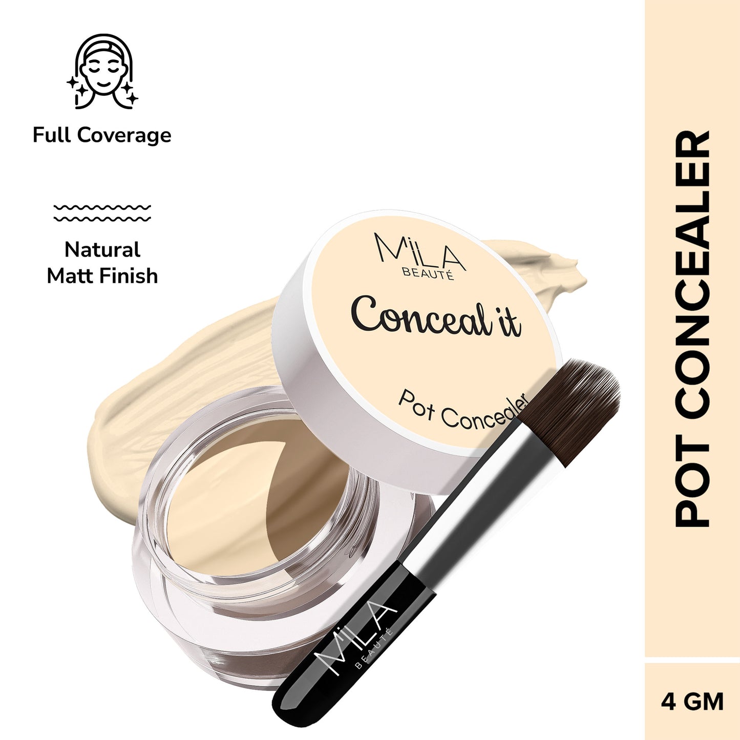 Mila Beauté Conceal It Pot Concealer Creamy Matte Finish with SPF 15 - Rich Vanilla