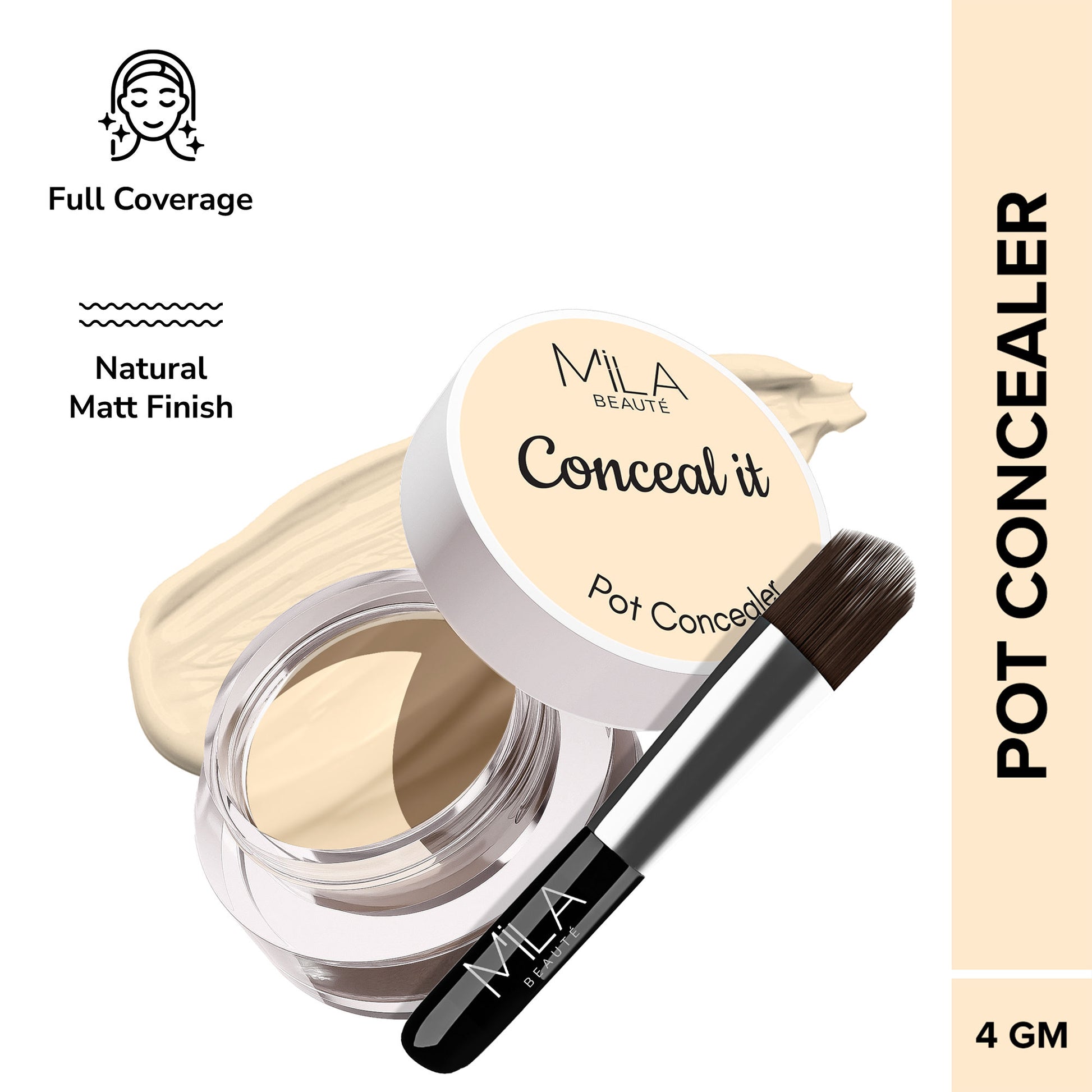 Mila Beauté Conceal It Pot Concealer Creamy Matte Finish with SPF 15 - Rich Vanilla