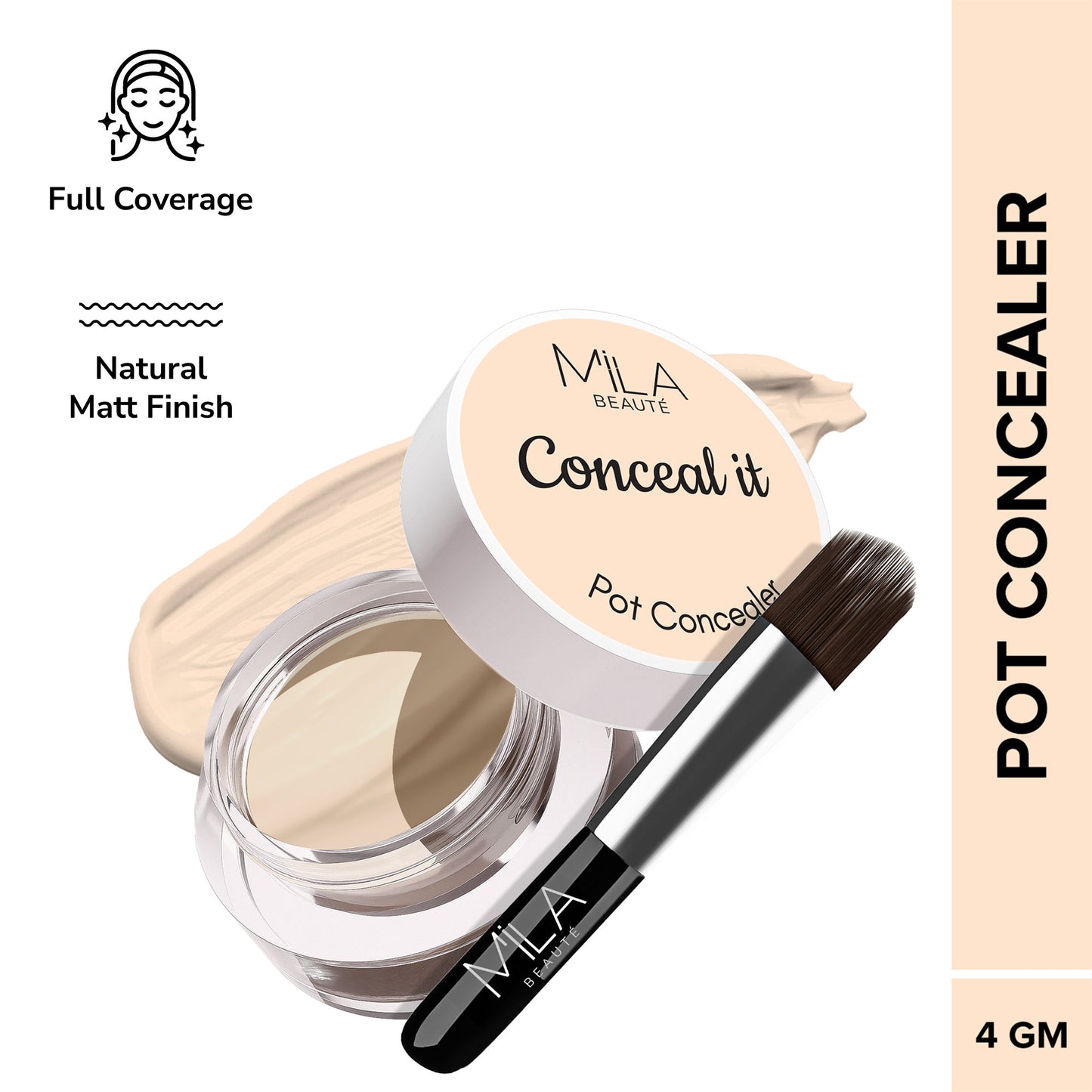 Mila Beauté Conceal It Pot Concealer Creamy Matte Finish with SPF 15 - Light Ivory