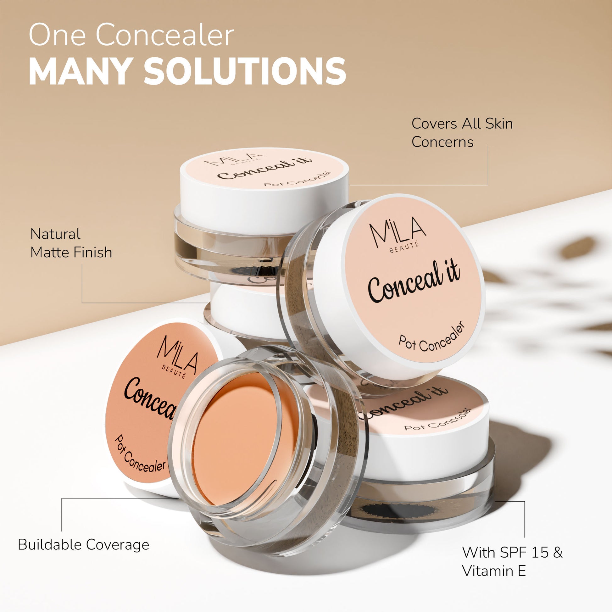 Mila Beauté Conceal It Pot Concealer Creamy Matte Finish with SPF 15 - Light Ivory