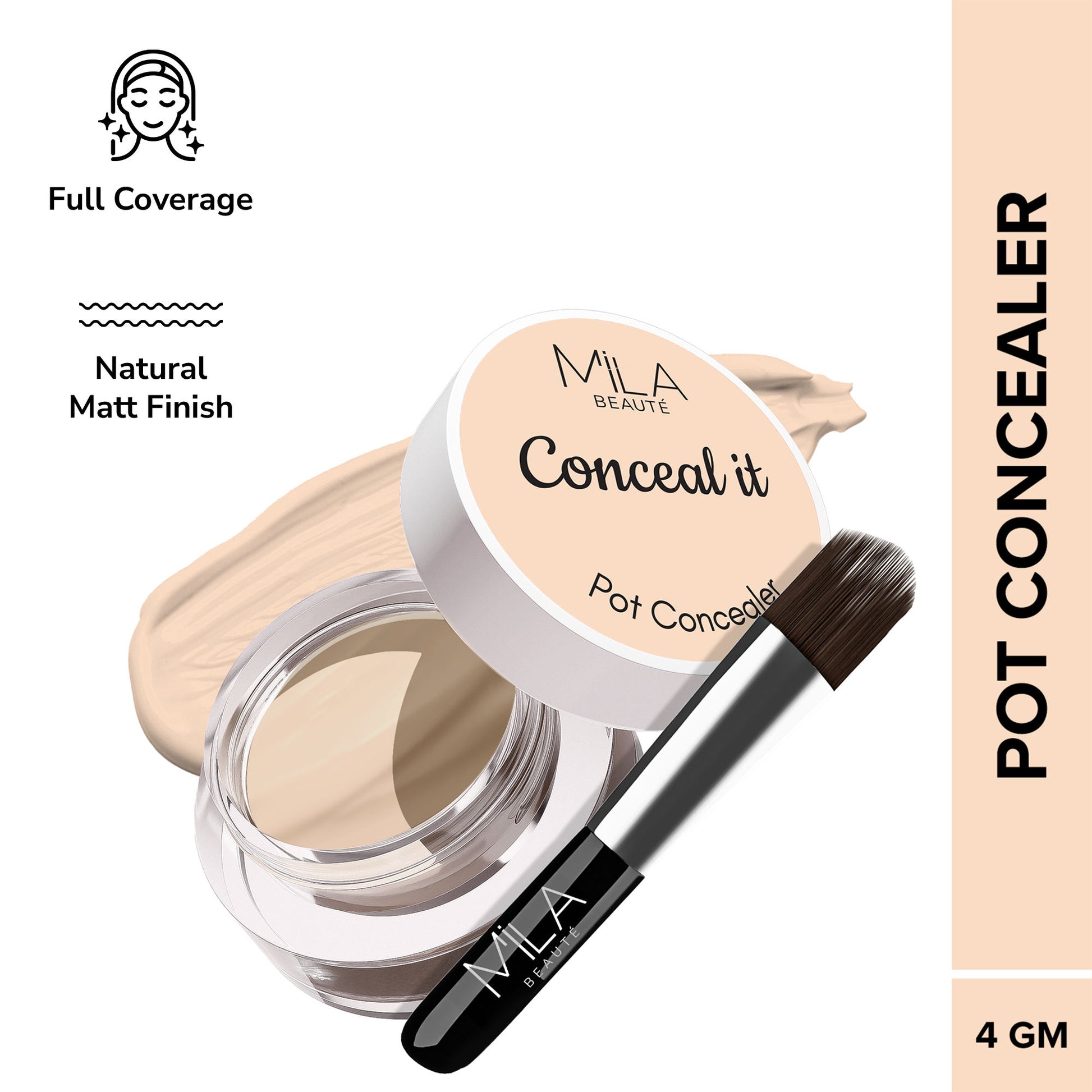 Mila Beauté Conceal It Pot Concealer Creamy Matte Finish with SPF 15 - Creamy Beige