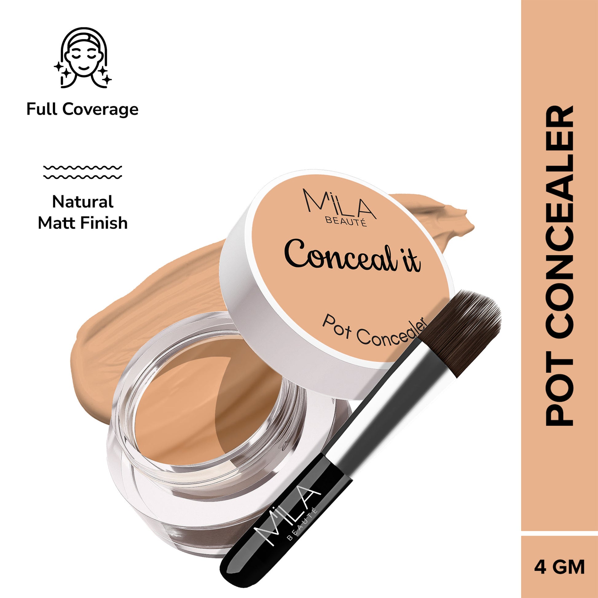 Mila Beauté Conceal It Pot Concealer Creamy Matte Finish with SPF 15 - Sun Beige