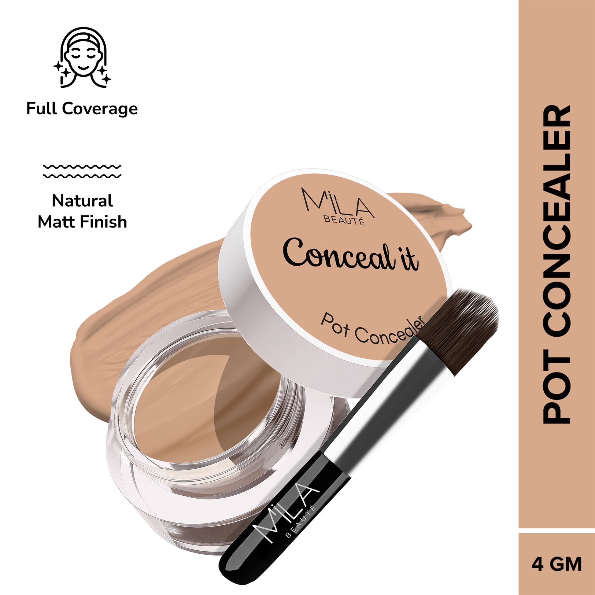 Mila Beauté Conceal It Pot Concealer Creamy Matte Finish with SPF 15 - Hazelnut