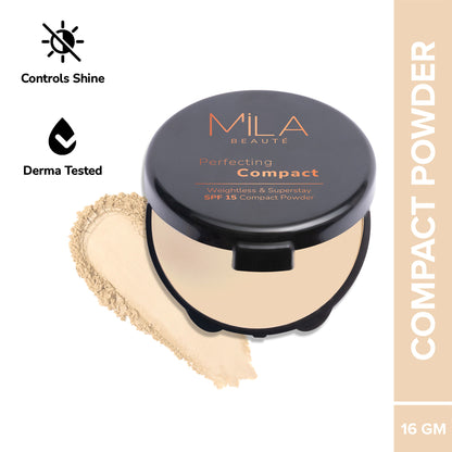 Mila Beauté Superstay Natural Matte Finish Perfecting Compact Powder with SPF 15 - Natural