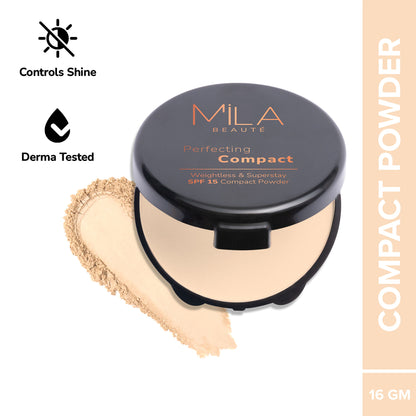 Mila Beauté Superstay Natural Matte Finish Perfecting Compact Powder with SPF 15 - Pure Beige