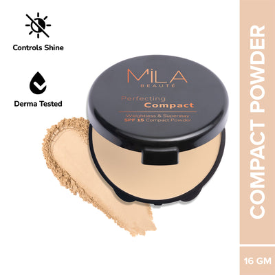 Mila Beauté Superstay Natural Matte Finish Perfecting Compact Powder with SPF 15 - True Beige