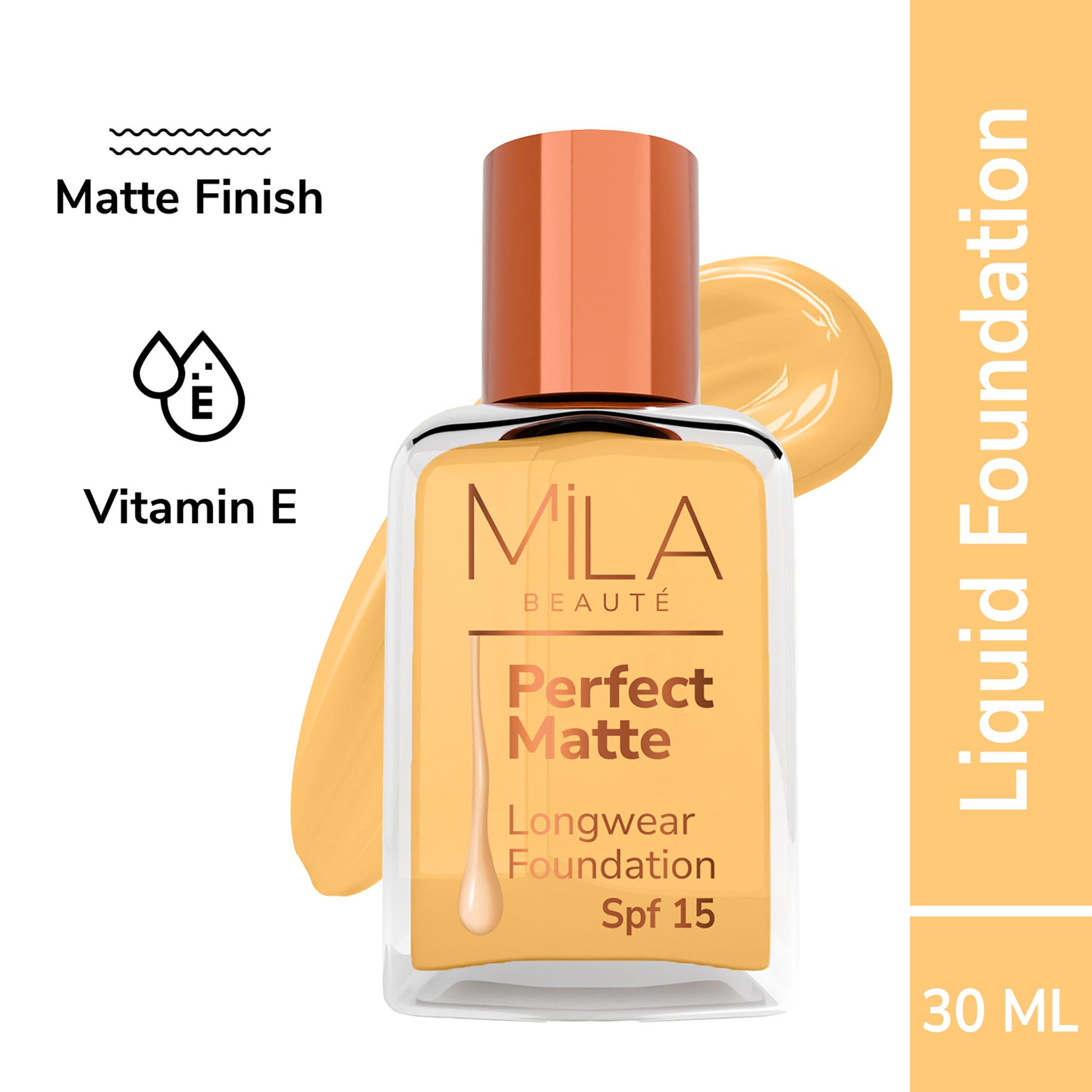 Mila Beauté Perfect Matte Longwear Foundation with SPF 15 & Oil Control Formula - Natural