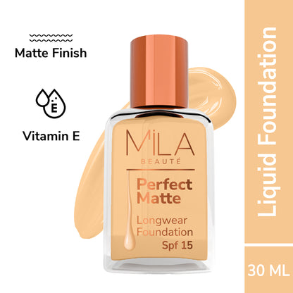 Mila Beauté Perfect Matte Longwear Foundation with SPF 15 & Oil Control Formula - Blush