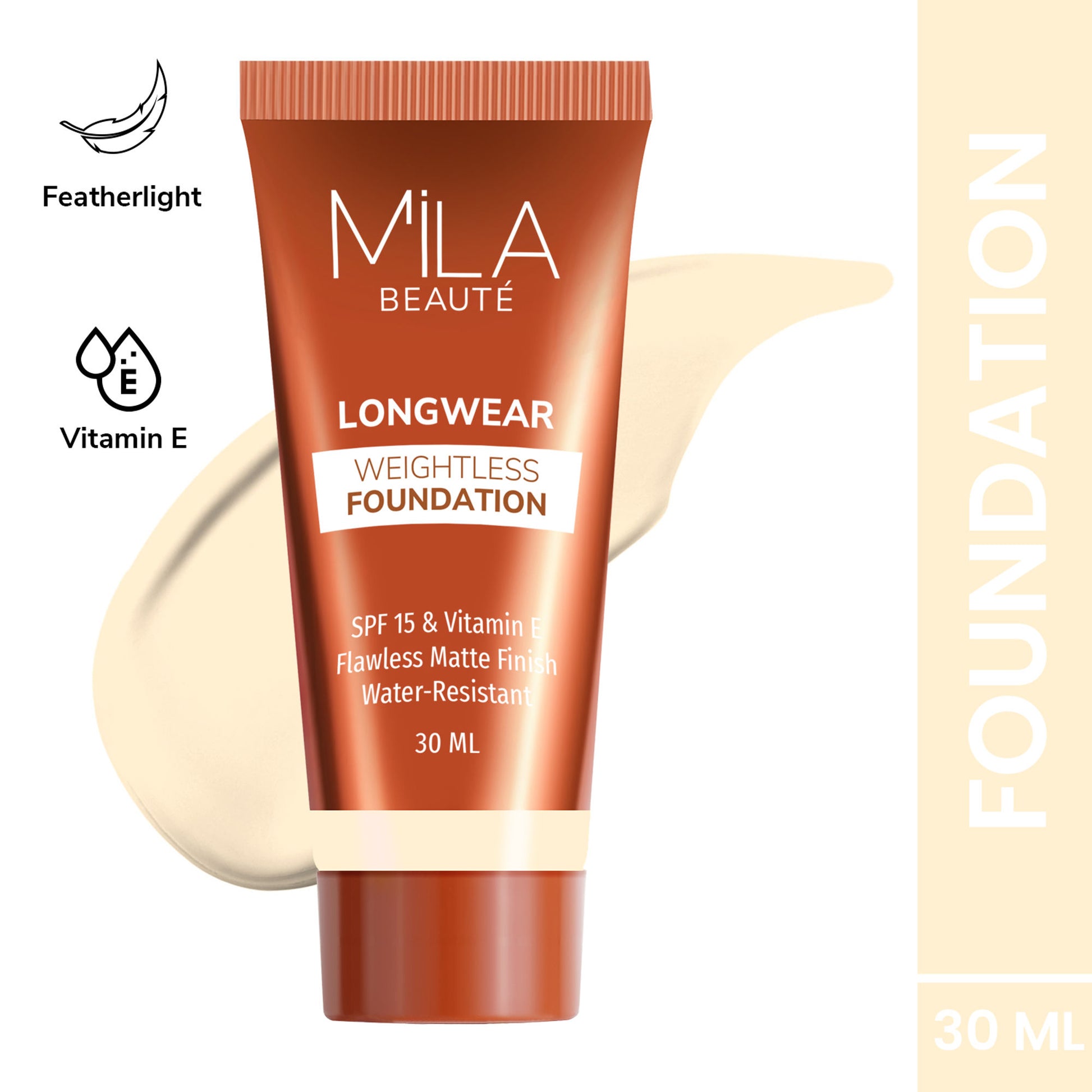 Mila Beauté Longwear Weightless Matte Finish Foundation with SPF 15 - Classic Ivory