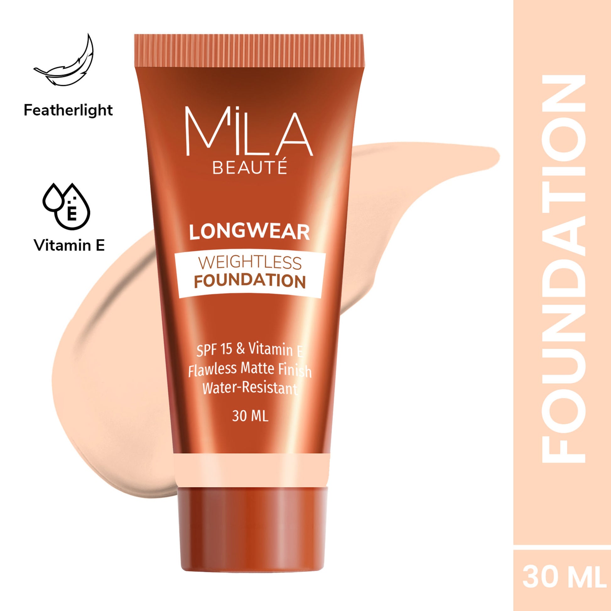 Mila Beauté Longwear Weightless Matte Finish Foundation with SPF 15 - Ivory
