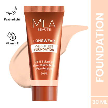Mila Beauté Longwear Weightless Matte Finish Foundation with SPF 15 - Ivory