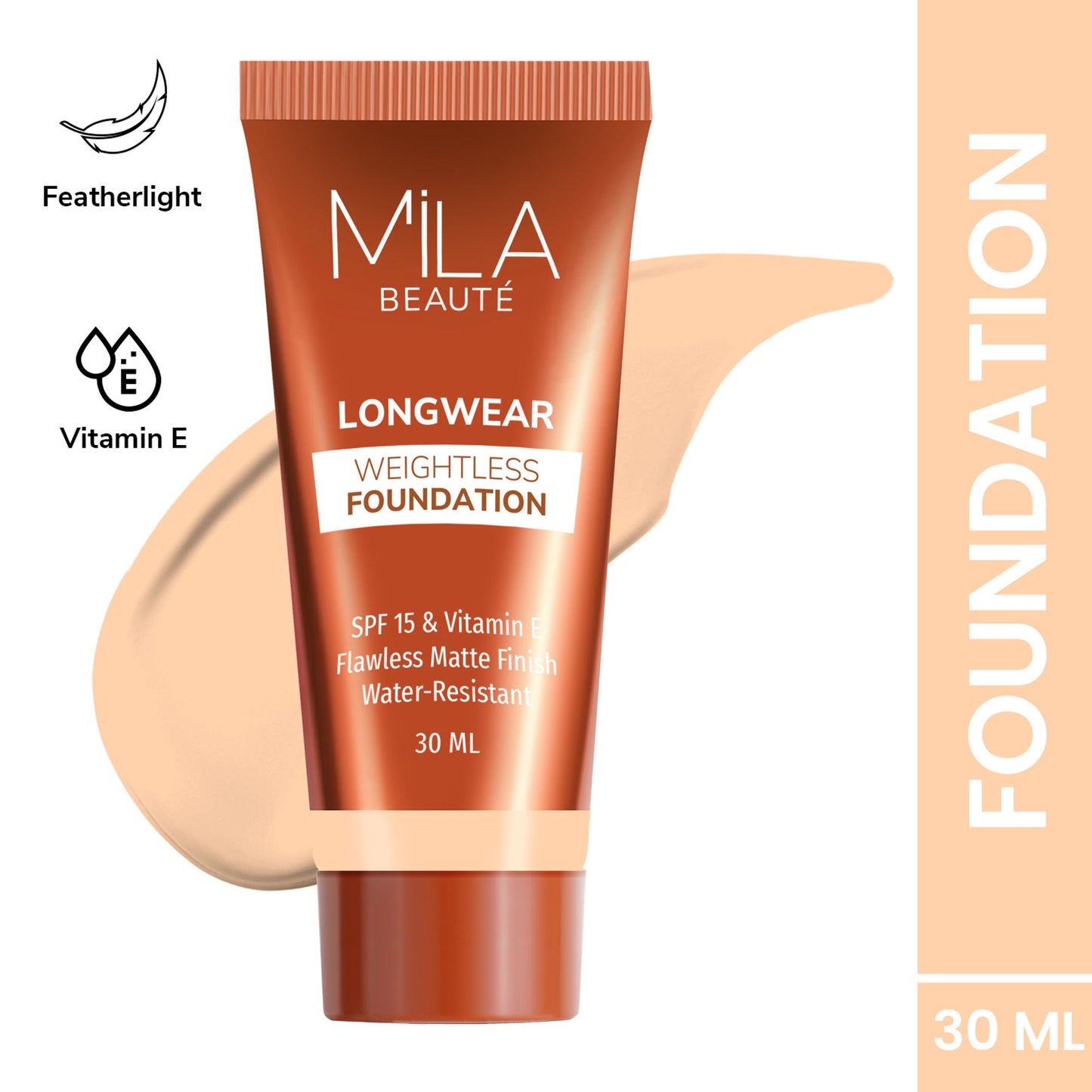 Mila Beauté Longwear Weightless Matte Finish Foundation with SPF 15 - Light Beige