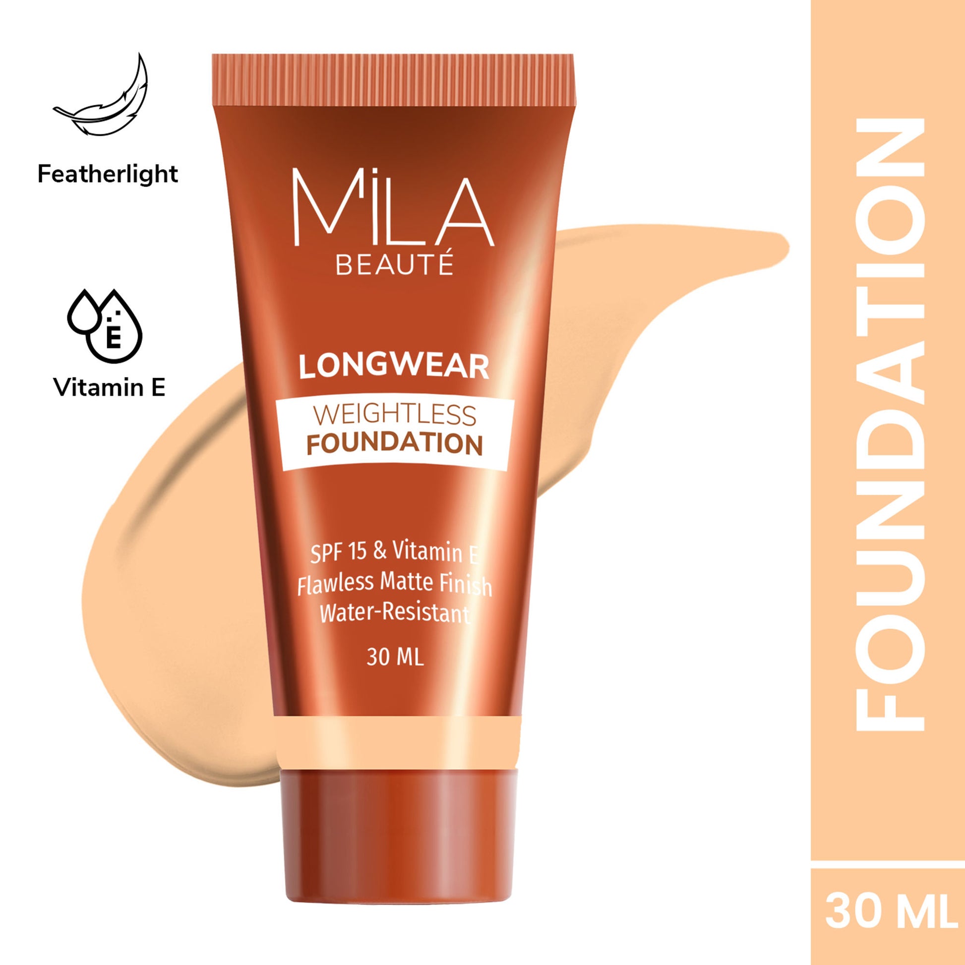 Mila Beauté Longwear Weightless Matte Finish Foundation with SPF 15 - Beige