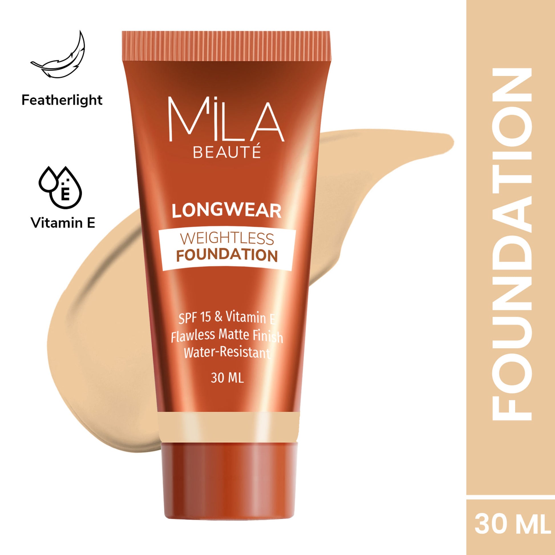 Mila Beauté Longwear Weightless Matte Finish Foundation with SPF 15 - Soft Beige