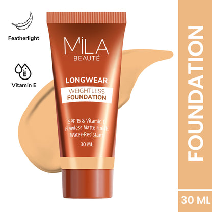 Mila Beauté Longwear Weightless Matte Finish Foundation with SPF 15 - Natural Buff