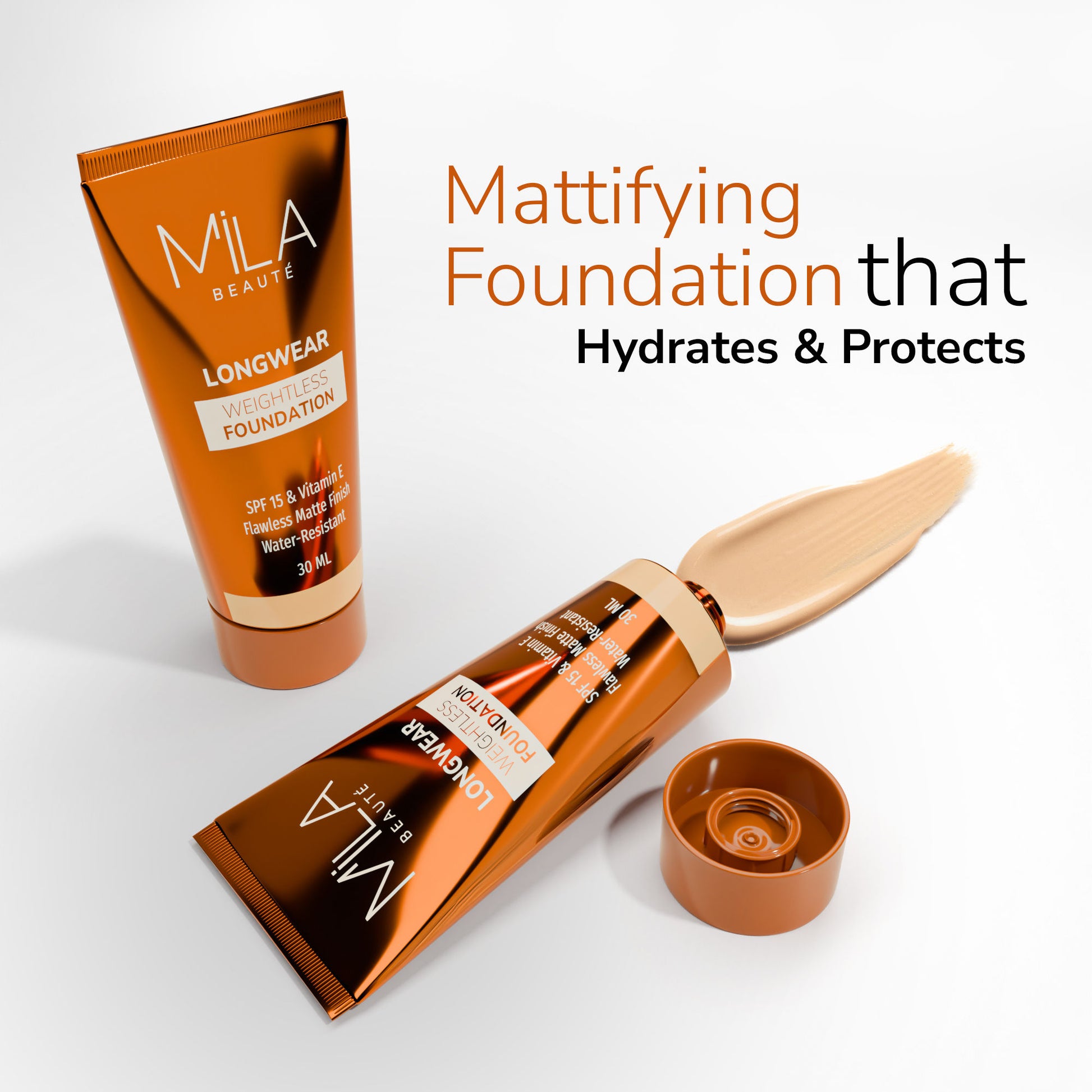 Mila Beauté Longwear Weightless Matte Finish Foundation with SPF 15 - Soft Tan