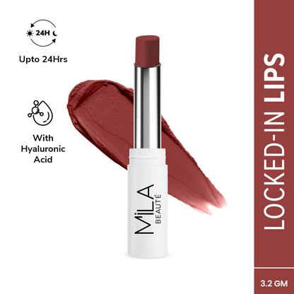 Mila Beauté 24 Hr Non-Transfer Matte Locked-In Lipstick - 1 Rust Brown