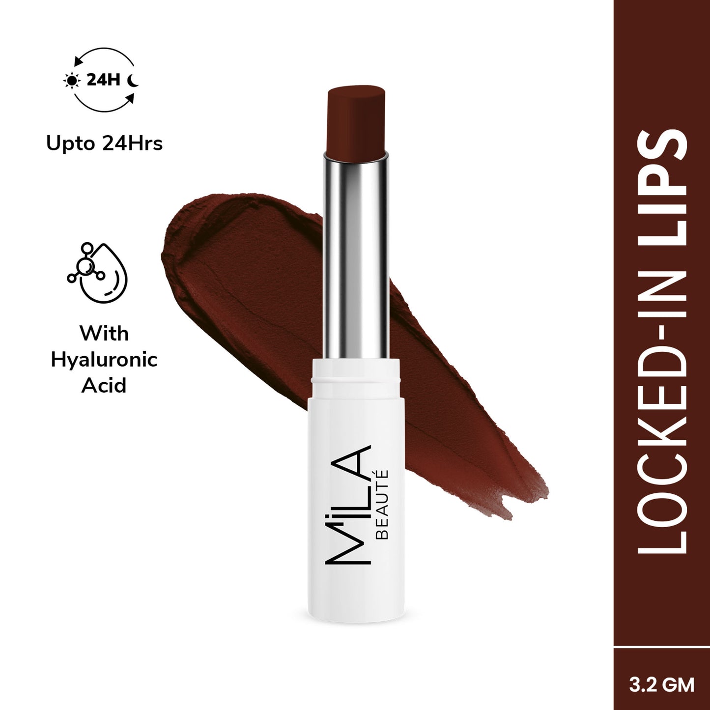 Mila Beauté 24 Hr Non-Transfer Matte Locked-In Lipstick - 18 Choco Brown